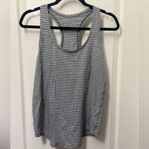 Lululemon Athletica Gray and White Striped Tank Top
